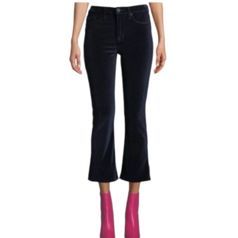 Hudson Cropped Boot Pants Navy Blue Velvet High Rise Brix WMS 26